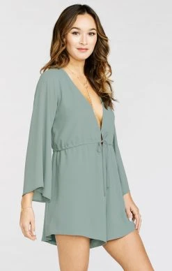 Show Me Your Mumu Roxy Romper ~ Silver Sage Crisp -Fashion Womens Discount Store 1aaf4efd3ded17d2b439b118121882b2