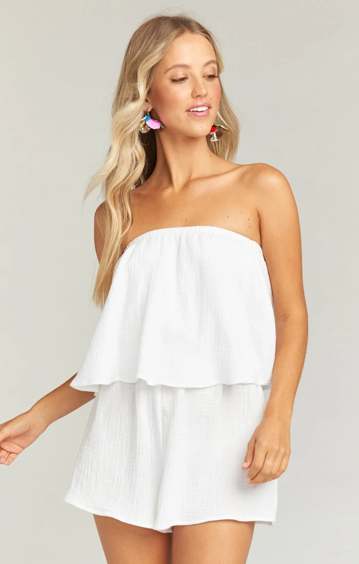 Show Me Your Mumu Thelma Romper ~ White Crinkle Gauze 5 Show Me Your Mumu Thelma Romper ~ White Crinkle Gauze - Image 3