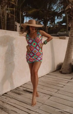Show Me Your Mumu Libra Coverup Dress ~ Multi Square Crochet -Fashion Womens Discount Store 369A5224