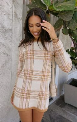 Show Me Your Mumu Avenue Sweater Dress ~ Neutral Plaid Knit