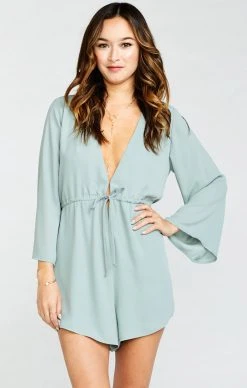 Show Me Your Mumu Roxy Romper ~ Silver Sage Crisp -Fashion Womens Discount Store 5bd6986207aa88c6477c3526f52028e8