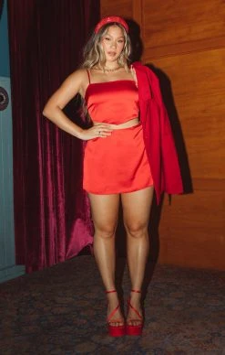 Show Me Your Mumu Scarf Top ~ Red Luxe Satin -Fashion Womens Discount Store 724A2621