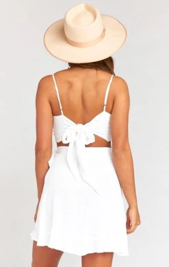 Show Me Your Mumu Kenny Scarf Top ~ White Ripple Gauze -Fashion Womens Discount Store 917ab55b51b712f8921e55b0ff904a60