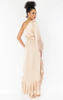 Show Me Your Mumu Stunner Maxi Dress ~ Champagne Luxe Satin -Fashion Womens Discount Store BF0 0341 CH62 03
