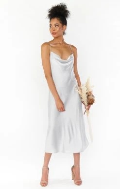 Show Me Your Mumu Verona Cowl Dress ~ Silver Luxe Satin