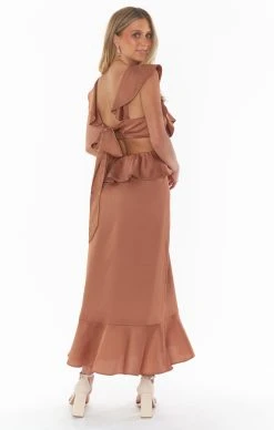 Show Me Your Mumu Zoey Midi Dress ~ Copper Luxe Satin -Fashion Womens Discount Store BF2 0413SX CP62 04 2