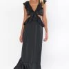 Show Me Your Mumu Zoey Midi Dress ~ Black Luxe Satin -Fashion Womens Discount Store BF2 0530 BK62 02