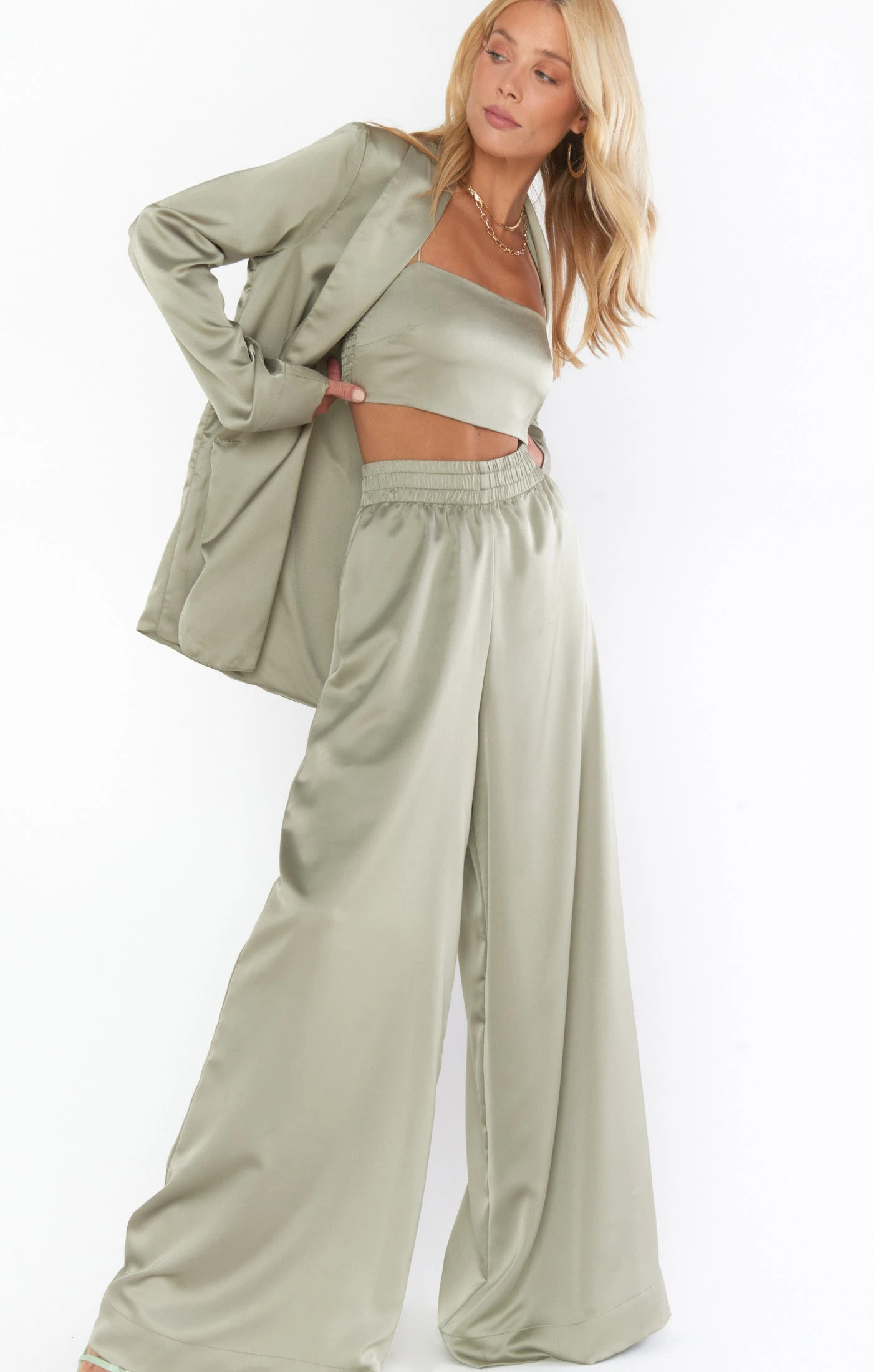 Show Me Your Mumu Tucker Top ~ Moss Green Luxe Satin 4 Show Me Your Mumu Tucker Top ~ Moss Green Luxe Satin - Image 2