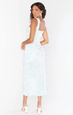 Show Me Your Mumu Eden Midi Dress ~ White Sparkle Sequin -Fashion Womens Discount Store BF2 5324 IW92 04