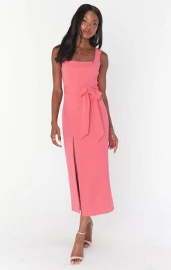 Show Me Your Mumu Eden Midi Dress ~ Flamingo Pink Stretch -Fashion Womens Discount Store BF2 5336 HP65 01