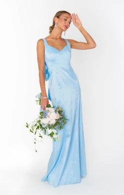 Show Me Your Mumu Charlotte Bow Dress ~ Light Blue Taffeta