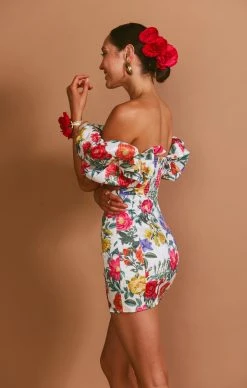 Show Me Your Mumu Major Drama Dress ~ Charm Peony White Taffeta -Fashion Womens Discount Store BF3 5376 CP77 07