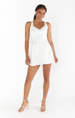 Show Me Your Mumu Simone Mini Dress ~ White Taffeta -Fashion Womens Discount Store BF3 5387 TF77 01