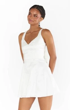 Show Me Your Mumu Simone Mini Dress ~ White Taffeta -Fashion Womens Discount Store BF3 5387 TF77 03