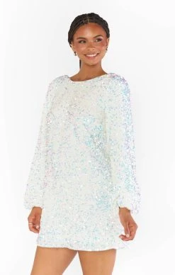 Show Me Your Mumu Clarabelle Dress ~ White Sparkle Sequin -Fashion Womens Discount Store BF3 5406 IW92 04