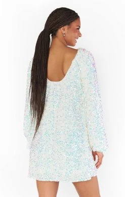 Show Me Your Mumu Clarabelle Dress ~ White Sparkle Sequin -Fashion Womens Discount Store BF3 5406 IW92 05