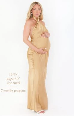 Show Me Your Mumu Jasmine Halter Maxi Dress ~ True Gold Luxe Satin -Fashion Womens Discount Store BM1 0368N TG62 01 1 7512ceb7 19c2 4c85 aae1 7ee05b88683a