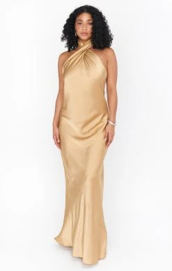 Show Me Your Mumu Jasmine Halter Maxi Dress ~ True Gold Luxe Satin -Fashion Womens Discount Store BM1 0368N TG62 01 1 7e3bce5c 67fb 41fe 95c2 e19ca32fe1db