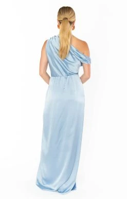 Show Me Your Mumu Jodie Dress ~ Steel Blue Luxe Satin -Fashion Womens Discount Store BM3 5350 ST62 04