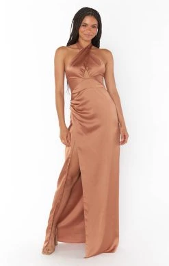 Show Me Your Mumu Adele Halter Maxi Dress ~ Copper Luxe Satin -Fashion Womens Discount Store BM3 5370 CP62 1