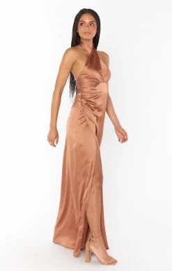 Show Me Your Mumu Adele Halter Maxi Dress ~ Copper Luxe Satin -Fashion Womens Discount Store BM3 5370 CP62 2