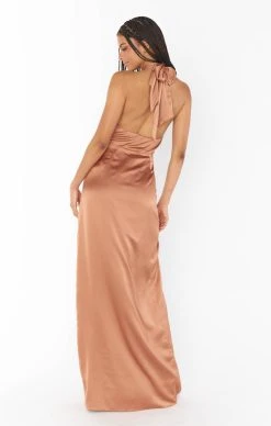 Show Me Your Mumu Adele Halter Maxi Dress ~ Copper Luxe Satin -Fashion Womens Discount Store BM3 5370 CP62 3