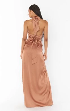 Show Me Your Mumu Adele Halter Maxi Dress ~ Copper Luxe Satin -Fashion Womens Discount Store BM3 5370 CP62 5