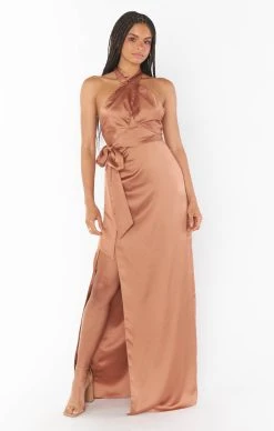 Show Me Your Mumu Adele Halter Maxi Dress ~ Copper Luxe Satin -Fashion Womens Discount Store BM3 5370 CP62 6