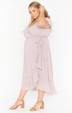Show Me Your Mumu Jess Ruffle Midi Dress ~ Neutral Mauve Chiffon 19 Show Me Your Mumu Jess Ruffle Midi Dress ~ Neutral Mauve Chiffon -Fashion Womens Discount Store BR0 0279X CM24 02
