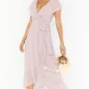 Show Me Your Mumu Jess Ruffle Midi Dress ~ Neutral Mauve Chiffon -Fashion Womens Discount Store BR0 0279 CM24 04