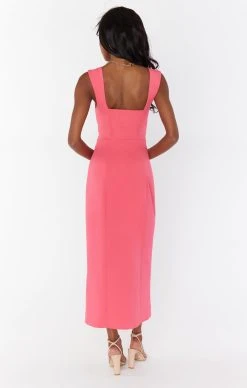 Show Me Your Mumu Eden Midi Dress ~ Flamingo Pink Stretch -Fashion Womens Discount Store BR1 0362 HP65 01 2
