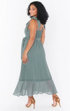 Show Me Your Mumu Claire Midi Dress ~ Deep Sage Chiffon -Fashion Womens Discount Store BR1 0394S DS24 01 2