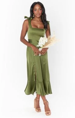 Show Me Your Mumu Claire Midi Dress ~ Rich Olive Luxe Satin -Fashion Womens Discount Store BR2 0413S OL62 05 2fc3cabc f504 45a4 b437 1730ee9db08f