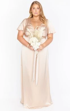 Show Me Your Mumu Rome Twist Gown ~ Champagne Luxe Satin -Fashion Womens Discount Store BR9 0236NX CH62 01