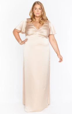 Show Me Your Mumu Rome Twist Gown ~ Champagne Luxe Satin -Fashion Womens Discount Store BR9 0236NX CH62 04