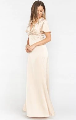 Show Me Your Mumu Rome Twist Gown ~ Champagne Luxe Satin -Fashion Womens Discount Store BR9 0236N CH62 02