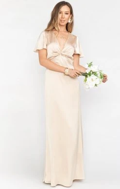 Show Me Your Mumu Rome Twist Gown ~ Champagne Luxe Satin