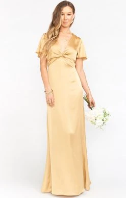 Show Me Your Mumu Rome Twist Gown ~ True Gold Luxe Satin