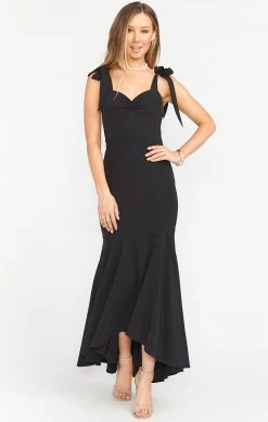Show Me Your Mumu Barcelona Ruffle Gown ~ Black Stretch Crepe