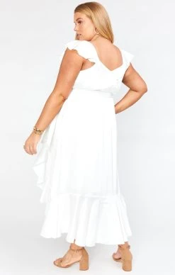 Show Me Your Mumu Samantha Ruffle Wrap Dress ~ Ivory Luxe Satin -Fashion Womens Discount Store BS0 0239NX IV62 03