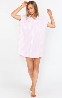 Show Me Your Mumu Martin Shirt Dress ~ Blush Stripe 10 Show Me Your Mumu Martin Shirt Dress ~ Blush Stripe -Fashion Womens Discount Store BS0 0272 BS27 04