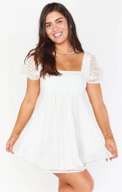 Show Me Your Mumu Smitten Babydoll Dress ~ Ivory Charmed And Checkered -Fashion Womens Discount Store BS1 0399 OC38 01 2