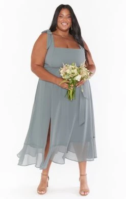 Show Me Your Mumu Claire Midi Dress ~ Deep Sage Chiffon -Fashion Womens Discount Store BS3 0394SX DS24 01