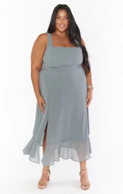 Show Me Your Mumu Claire Midi Dress ~ Deep Sage Chiffon -Fashion Womens Discount Store BS3 0394SX DS24 05