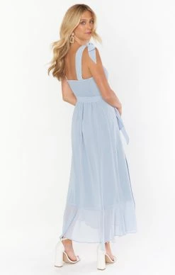 Show Me Your Mumu Claire Midi Dress ~ Steel Blue Chiffon -Fashion Womens Discount Store BS3 0394S SL24 04