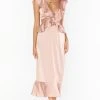 Show Me Your Mumu Zoey Midi Dress ~ Rose Gold Luxe Satin -Fashion Womens Discount Store BS3 0530 RO62 03