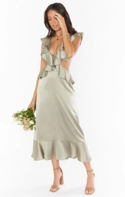Show Me Your Mumu Zoey Midi Dress ~ Moss Green Luxe Satin 13 Show Me Your Mumu Zoey Midi Dress ~ Moss Green Luxe Satin -Fashion Womens Discount Store BS3 0530 SA62 01