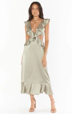 Show Me Your Mumu Zoey Midi Dress ~ Moss Green Luxe Satin 10 Show Me Your Mumu Zoey Midi Dress ~ Moss Green Luxe Satin -Fashion Womens Discount Store BS3 0530 SA62 04