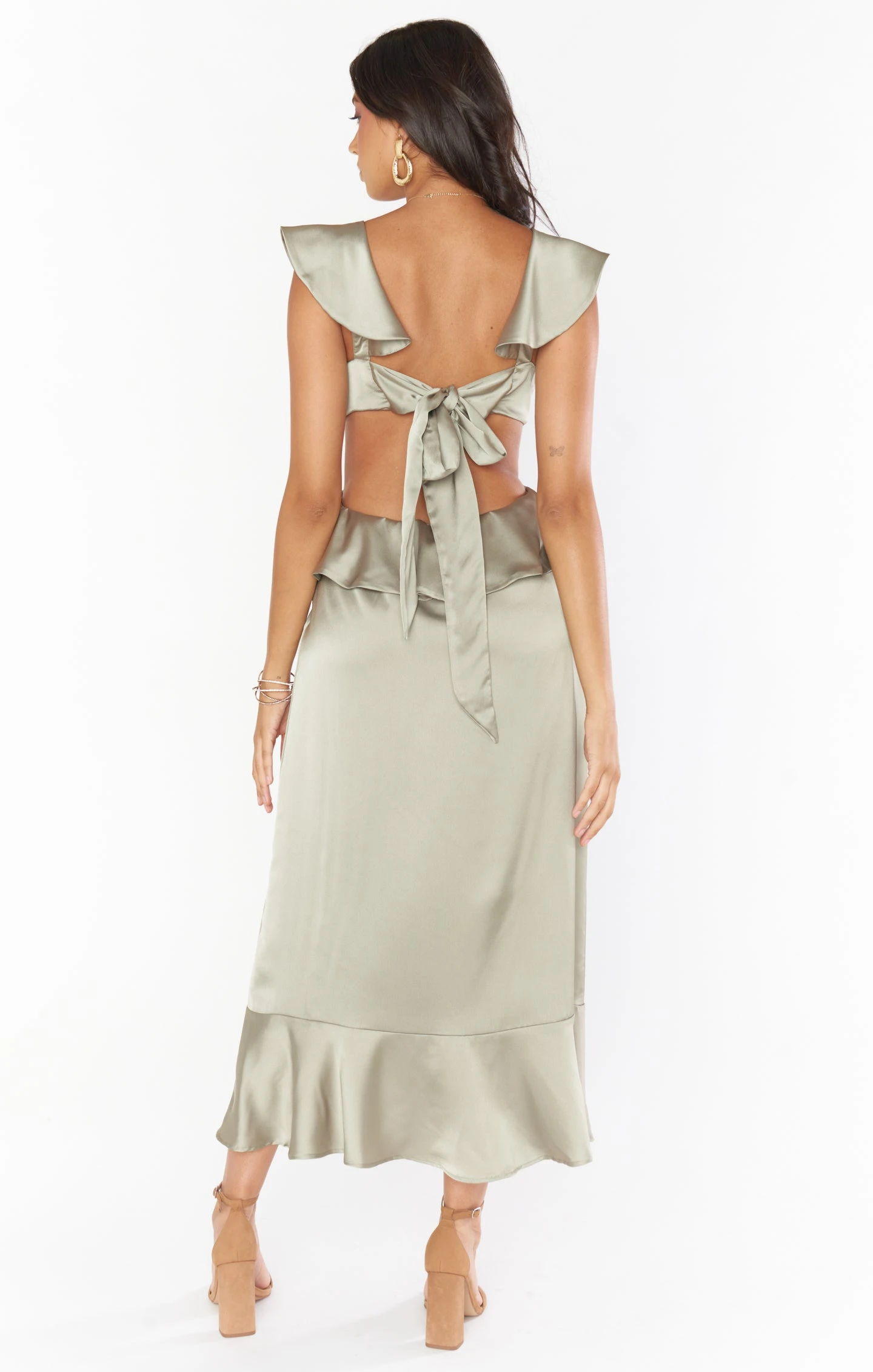 Show Me Your Mumu Zoey Midi Dress ~ Moss Green Luxe Satin 7 Show Me Your Mumu Zoey Midi Dress ~ Moss Green Luxe Satin - Image 5