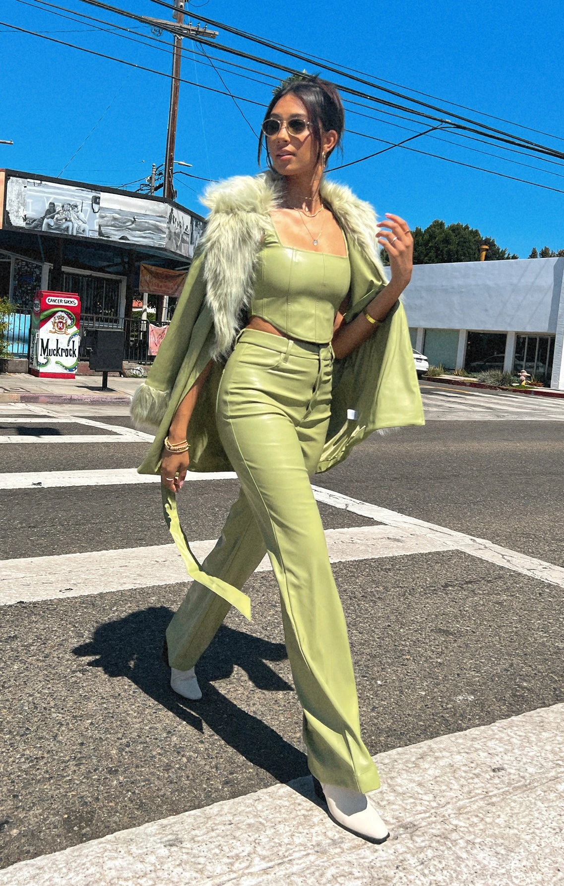 Show Me Your Mumu Tribeca Trouser ~ Sage Faux Leather 4 Show Me Your Mumu Tribeca Trouser ~ Sage Faux Leather - Image 2